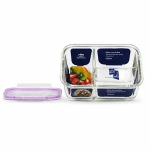 Táper de vidrio hermético Ichimatsu con 3 divisiones 1000 ml