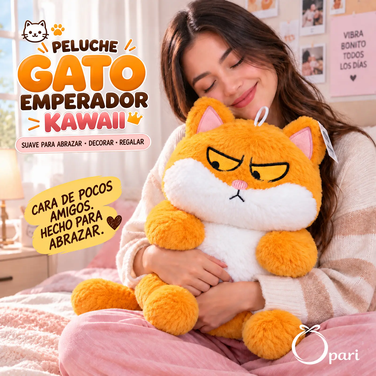 Peluche Gato Naranja Kawaii con Expresión Enojada - Imagen 3