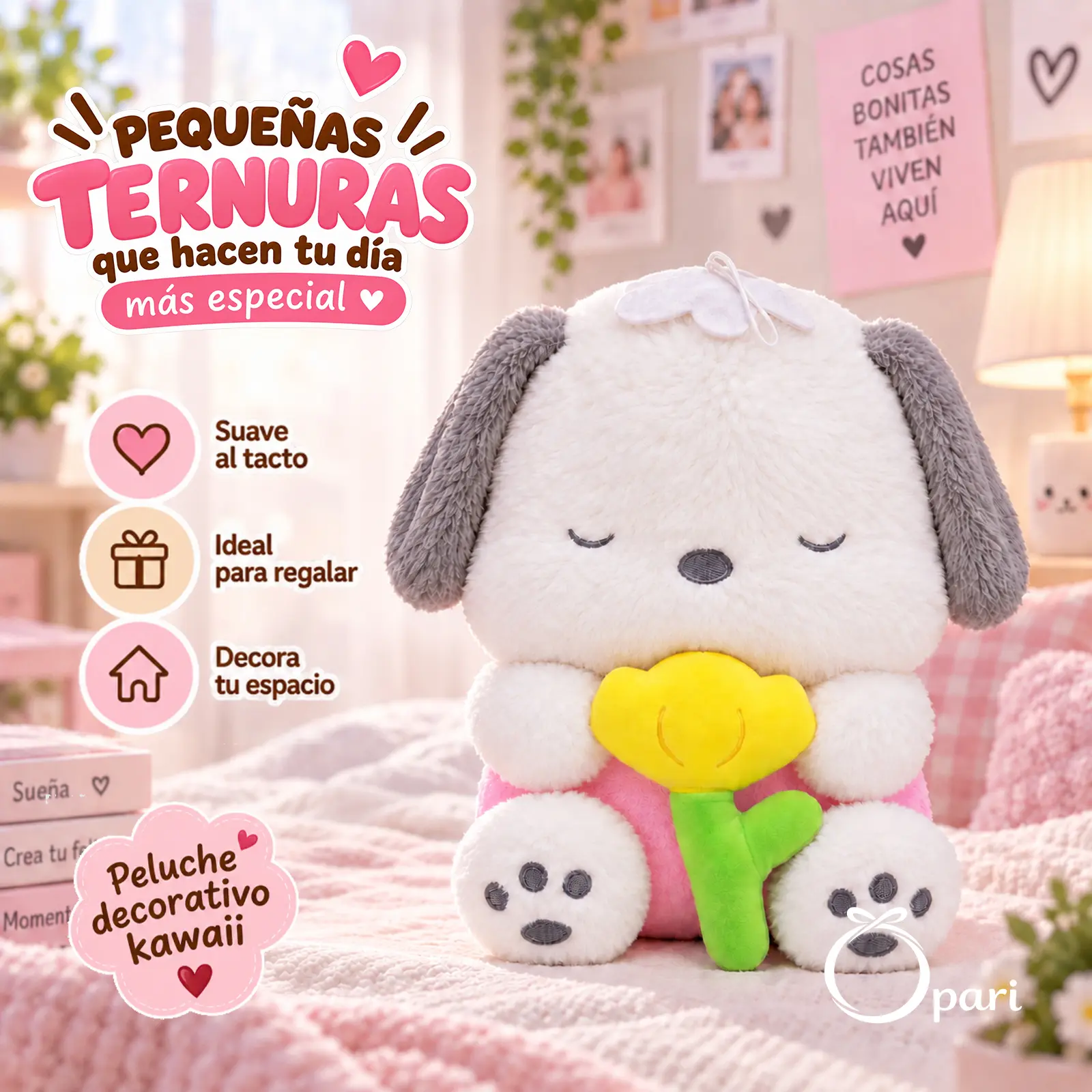 Peluche Pochacco con Tulipán Amarillo - Imagen 3