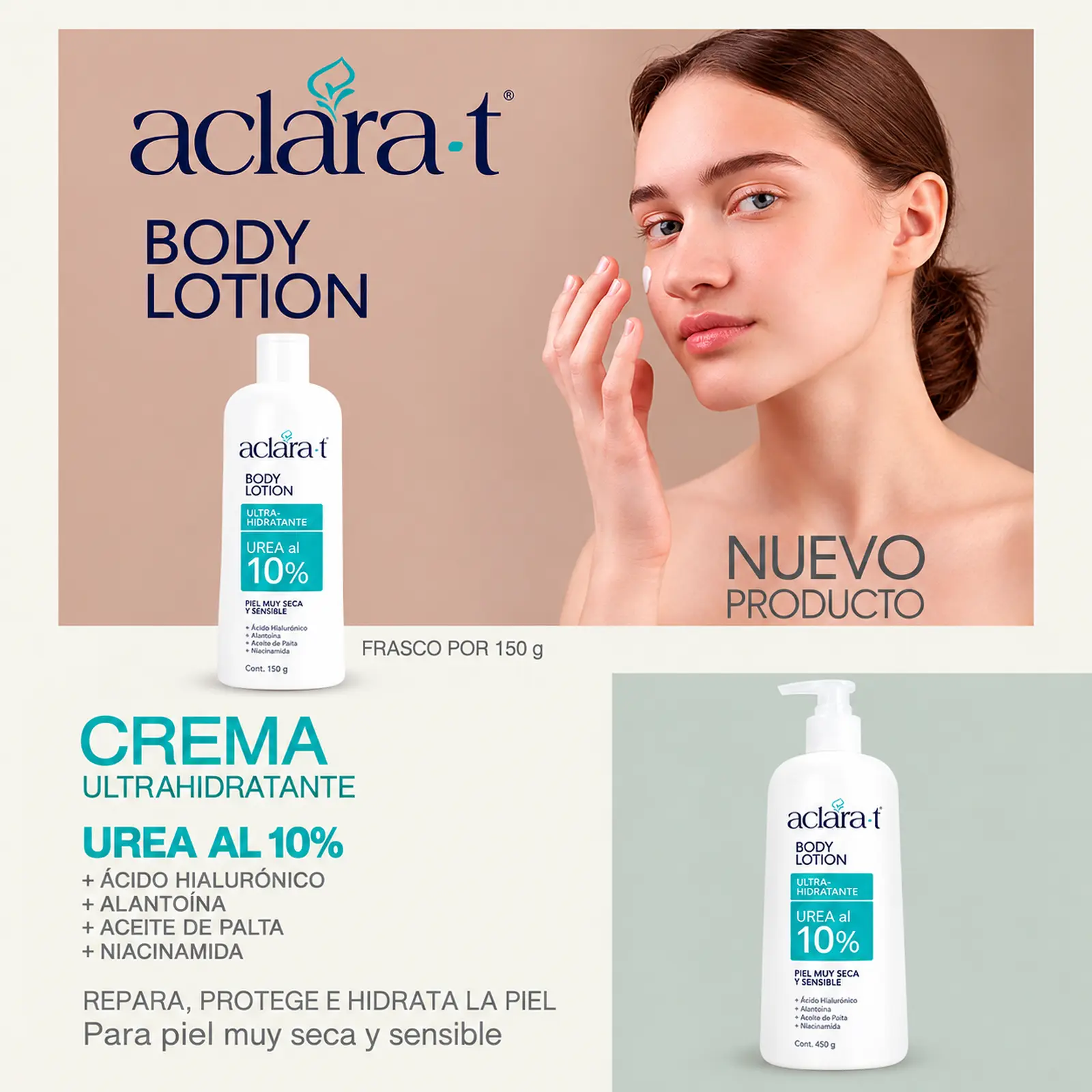 Crema Corporal Ultra Hidratante Aclara-T con Urea al 10% 150 g - Imagen 3