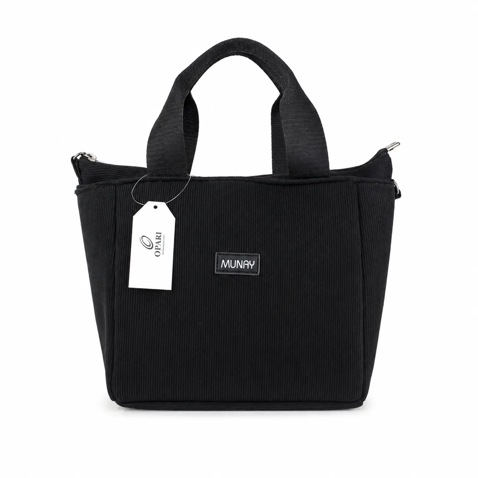 Lonchera bolso negro Munay con asas y cierre superior