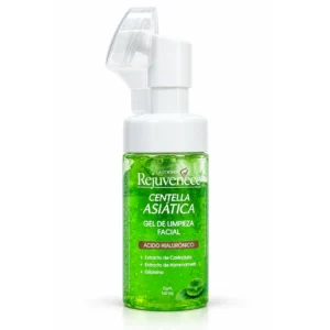 Envase verde de gel de limpieza facial La Cooper Rejuvenece Plus Centella Asiática con ácido hialurónico, caléndula, hamamelis y glicerina, 100 ml.