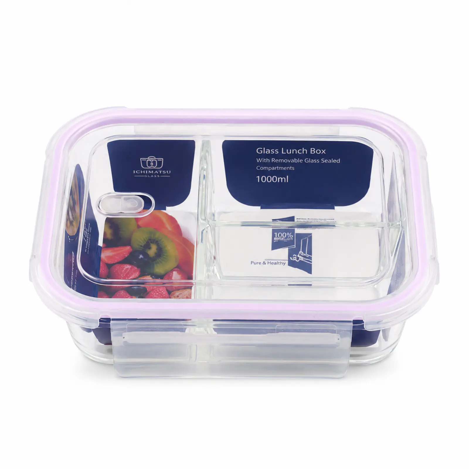 Táper de Vidrio Hermético con 3 Divisiones 1000 ml - Imagen 3
