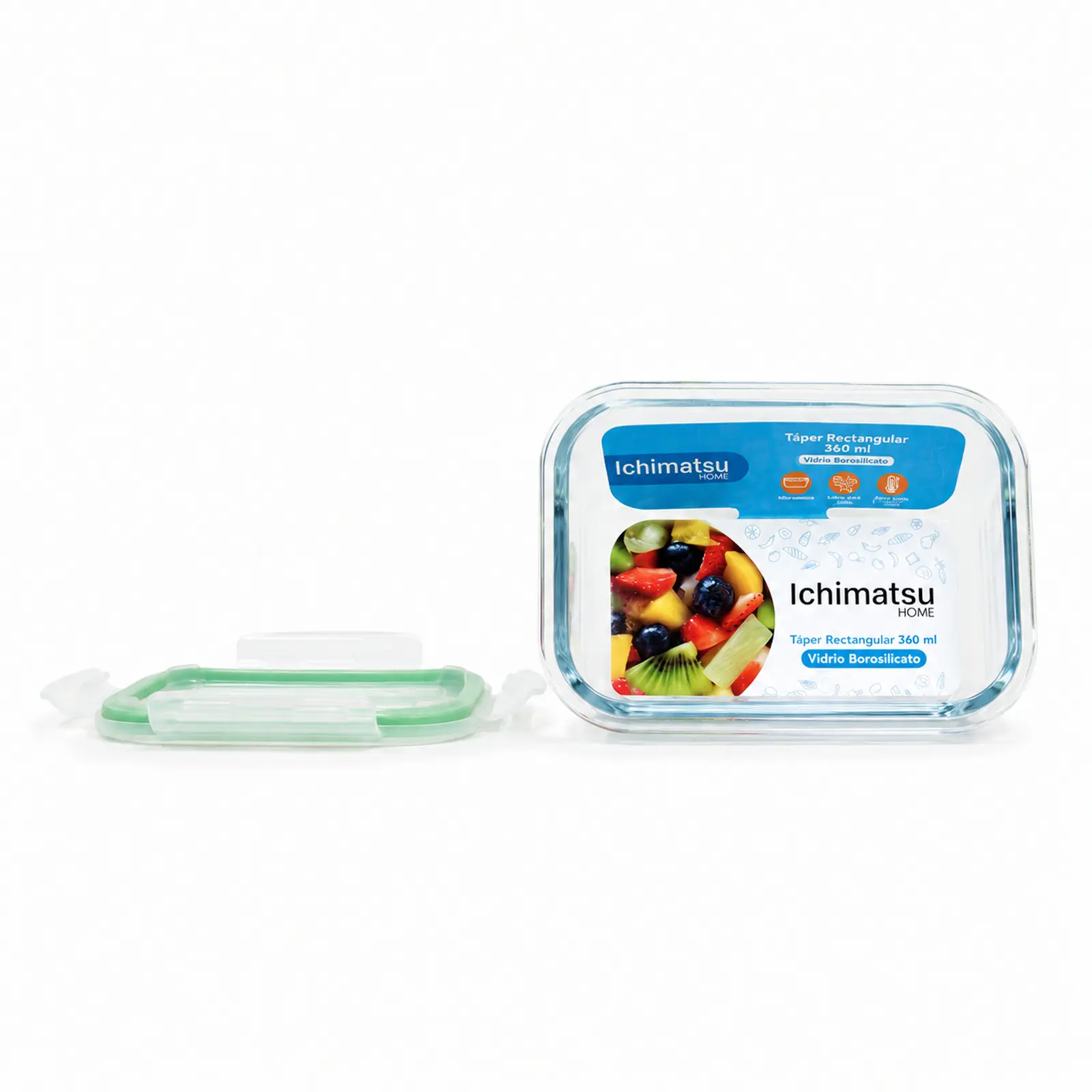 Táper rectangular de vidrio refractario 360 ml Ichimatsu