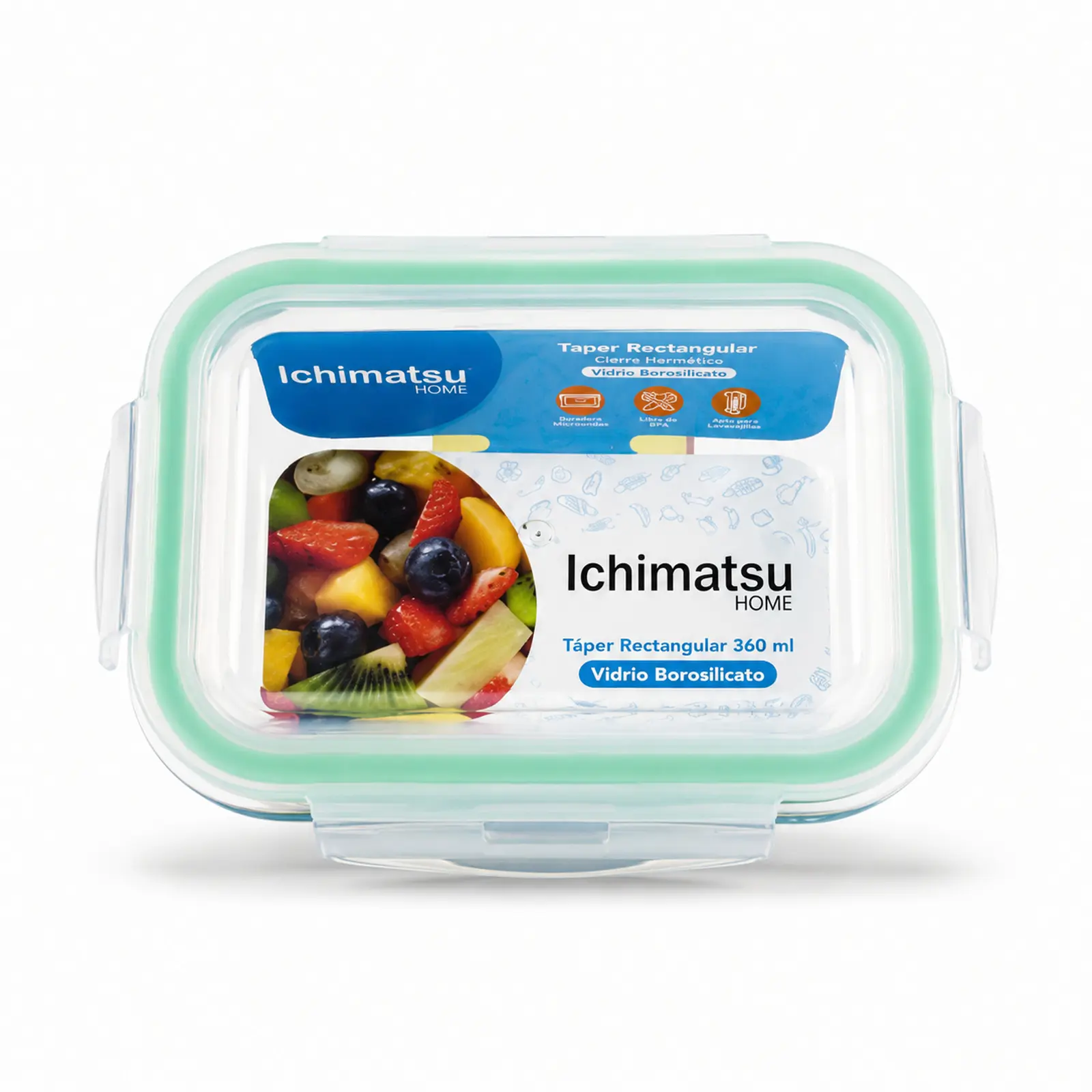 Táper rectangular de vidrio refractario 360 ml Ichimatsu