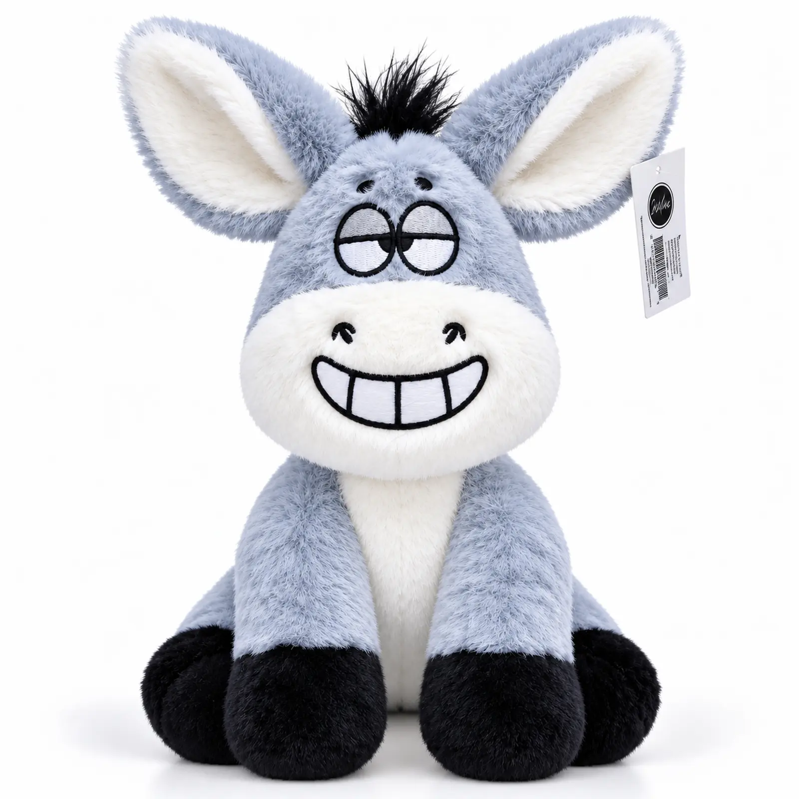 Peluche burro gris kawaii sonriente