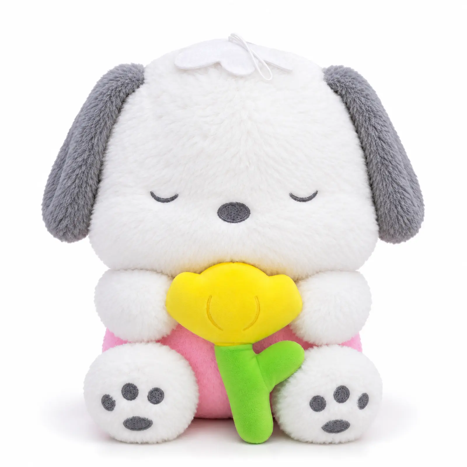Peluche Pochacco con tulipán amarillo