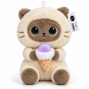 Peluche gato siamés kawaii con helado