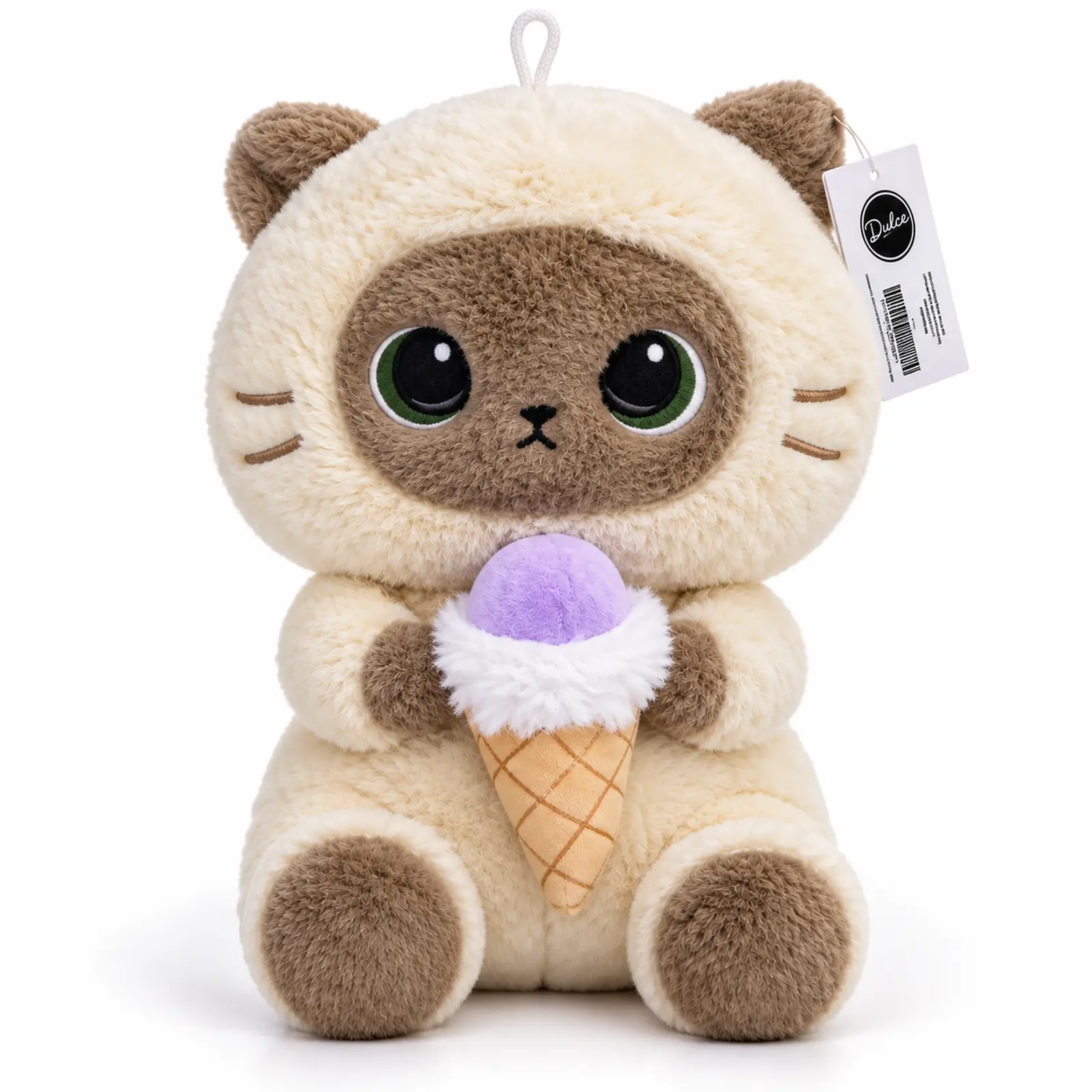 Peluche gato siamés kawaii con helado