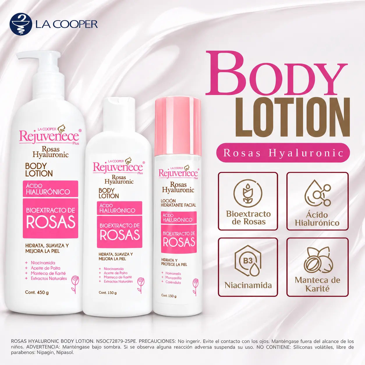 Crema Corporal Con Acido Hialuronico Bioextracto De Rosas 450Ml - Imagen 3