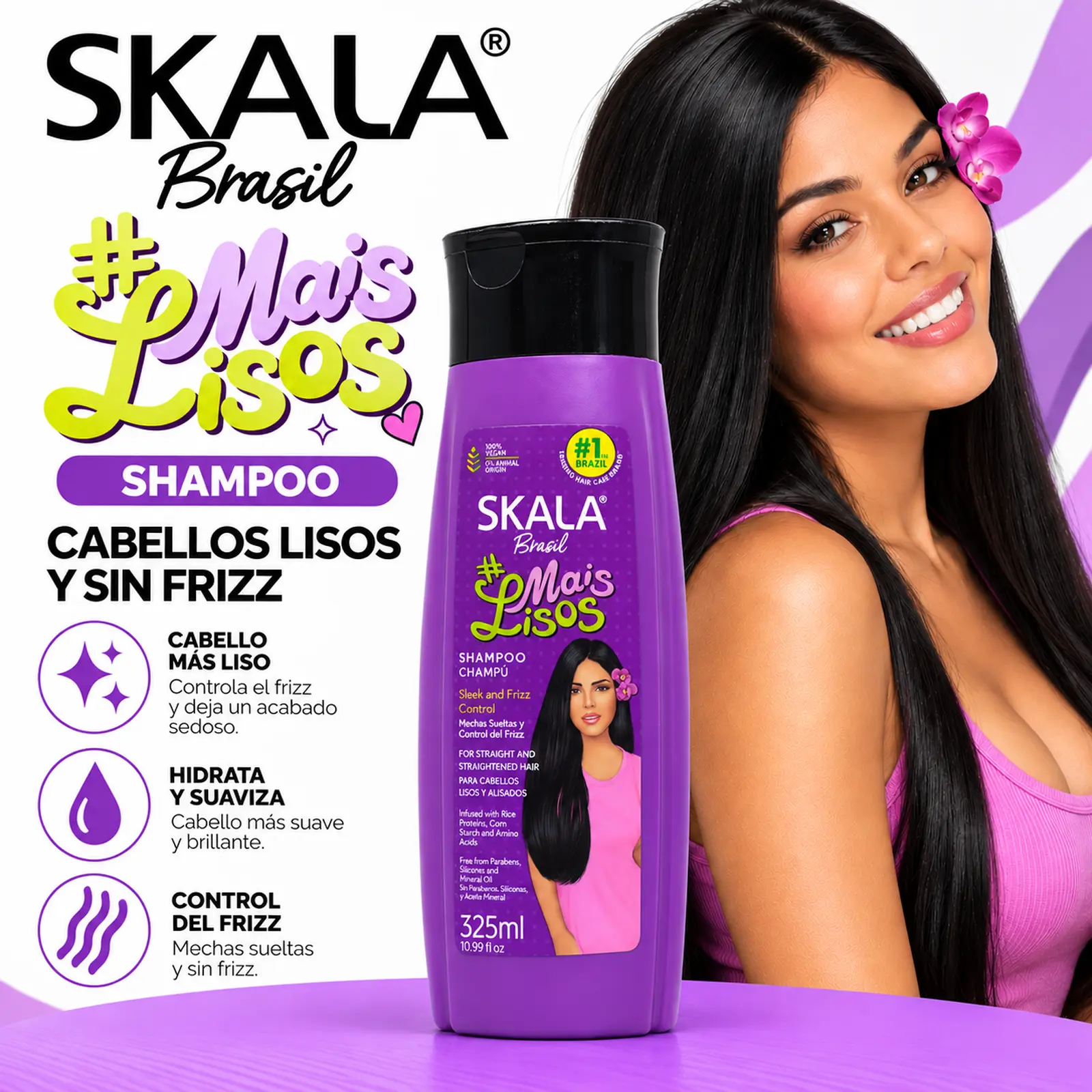 Shampoo Skala Brasil #Mais Lisos 325 ml - Imagen 3