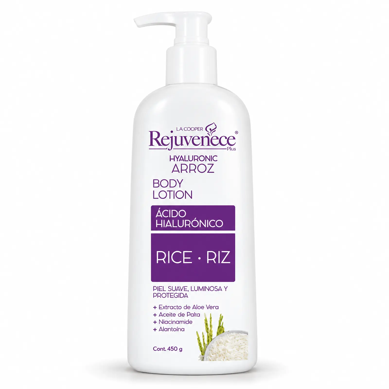 Crema corporal hialurónica de arroz La Cooper Rejuvenece Plus de 450 g