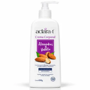 Crema corporal de almendras y vainilla Aclara-T de 450 g con dispensador
