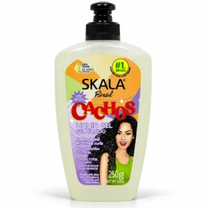 Botella morada de shampoo Skala Brasil #Mais Lisos de 325 ml, con tapa negra y etiqueta que indica control del frizz para cabello liso y alisado.