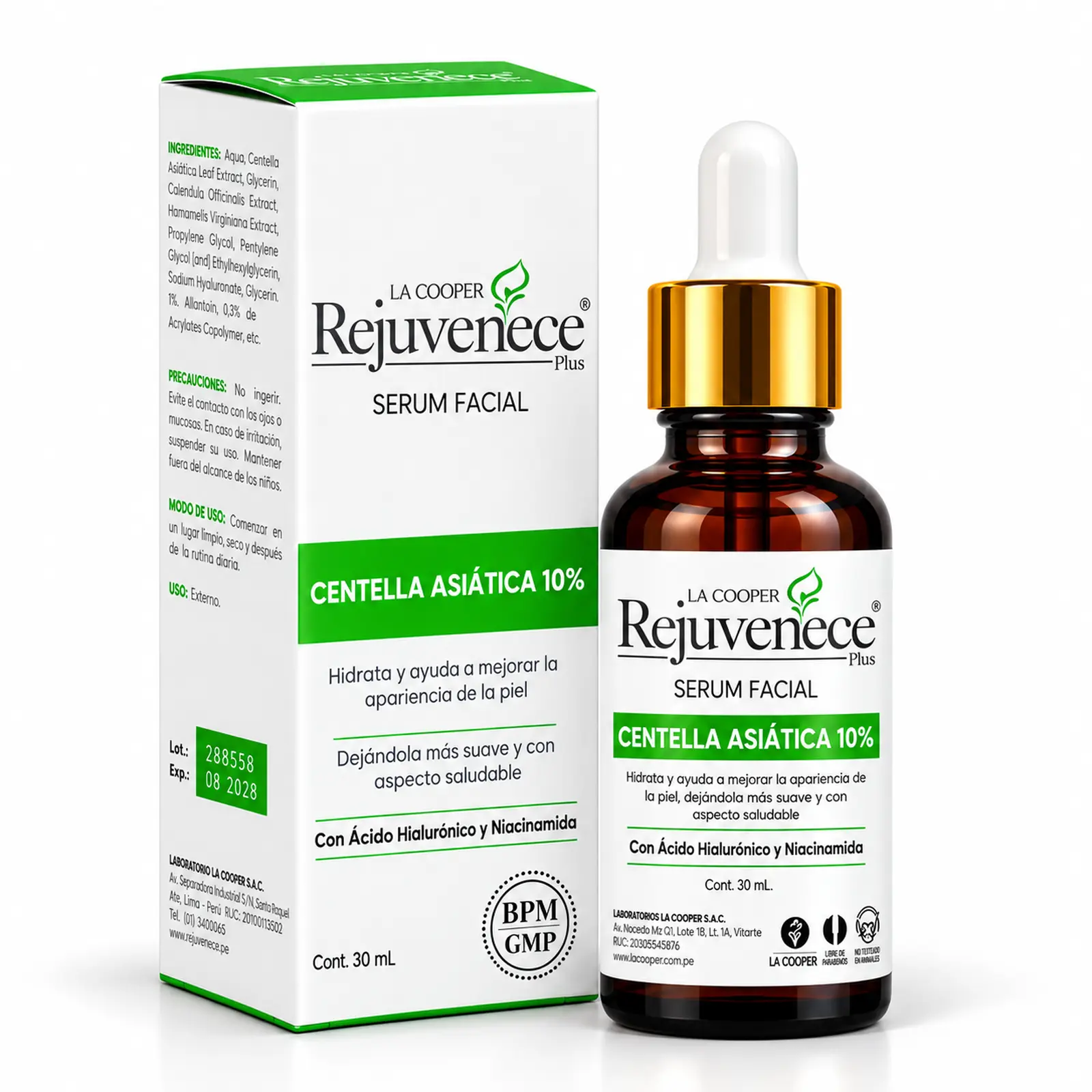 Sérum Facial con Centella Asiática 10% La Cooper Rejuvenece Plus 30 ml - Imagen 3