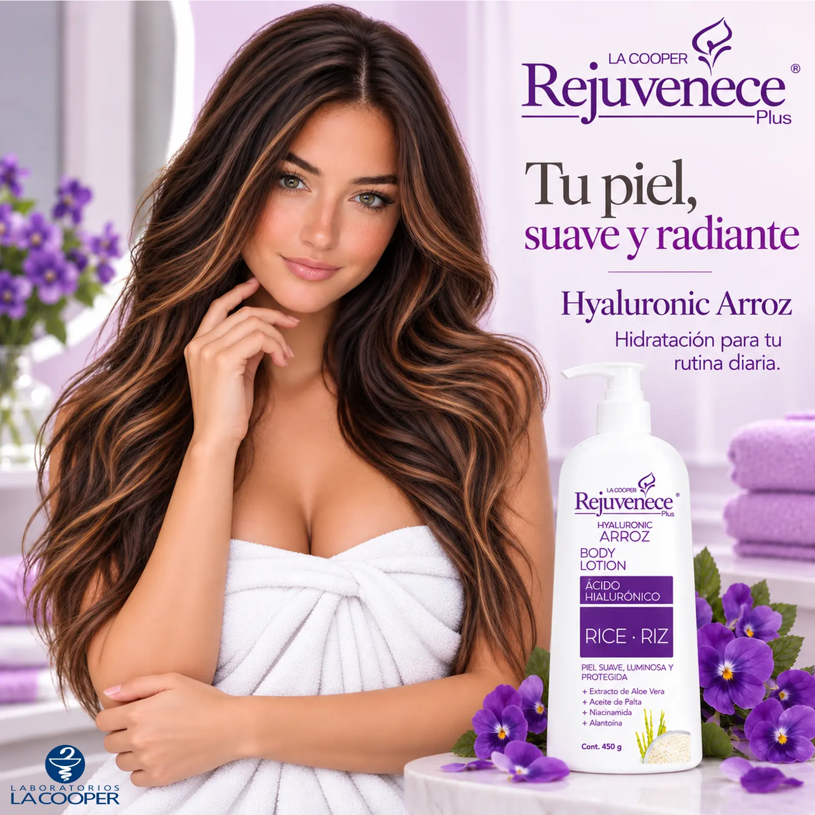 Crema Corporal Hialurónica de Arroz La Cooper Rejuvenece Plus 450 g - Imagen 3