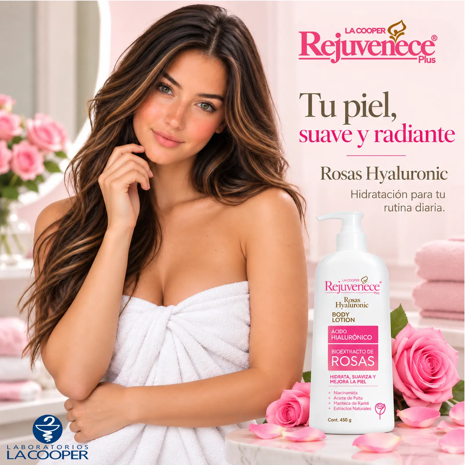 Crema Corporal Con Acido Hialuronico Bioextracto De Rosas 450Ml - Imagen 2